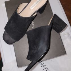 Black Suede Size 8 Chunky Heels
