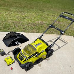 RYOBI lawn mower 20 inch 40 volt lithium ion brushless cordless walk behind