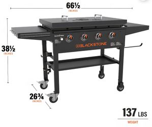 Blackstone Original Outdoor Griddle, 4-Burner 36" Flat Top Grill with Hard Cover, Black