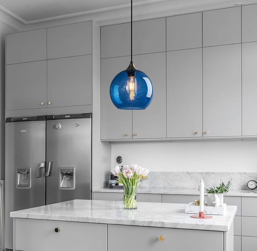 Adjustable Blue Glass Pendant