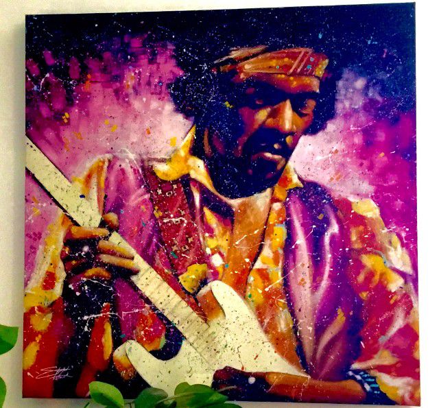 Jimi Hendrix Guitar Painting Print on Canvas

