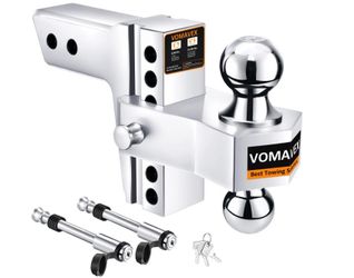 Adjustable Trailer Hitch-Drop Hitch Fits 2.5-Inch Receiver -6" Drop/Rise Tow Hitch With 2" And 2-5/16" Tow Balls-18,500GTW With Double Anti-Theft Pins