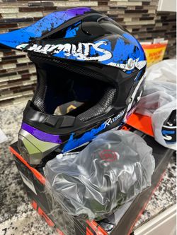 OUMURS DOT - Casco de motocross para adultos con gafas, guantes y máscara ajustable, visera solar