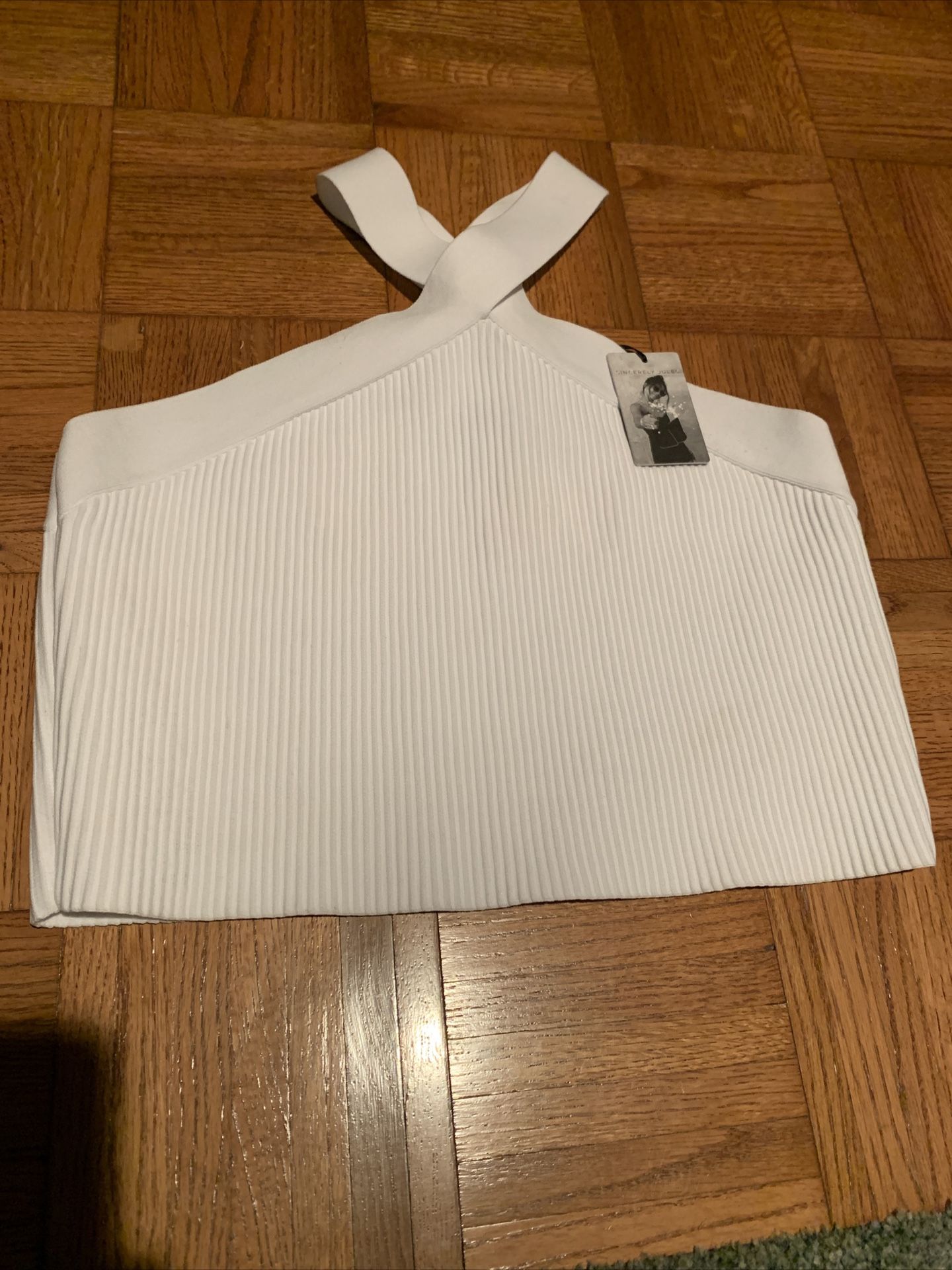 Sincerely Jules Stretch Halter  Top: Bright White: Sz XL