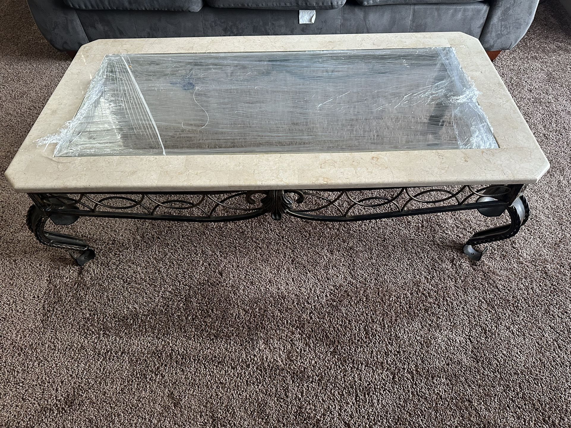 Marble and Glass Coffee Table