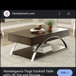 Dark wood Cocktail Table/ Entertainment Center with storage + lift top