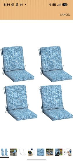 6-Pack Arden Outdoor Dining Chair Cushion, , 20x44, Amalfi Blue Tile
Rain-Proof Seat Pad, Fade-Resistant, Mold and Mildew Resistant