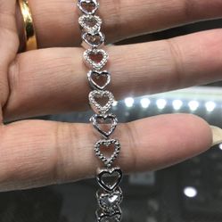 Silver Diamond Bracelet Lady’s With Heart Design..💎💎💎💎