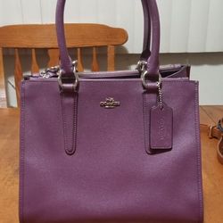 Vintage Rare Purple Leather Coach Handbag 