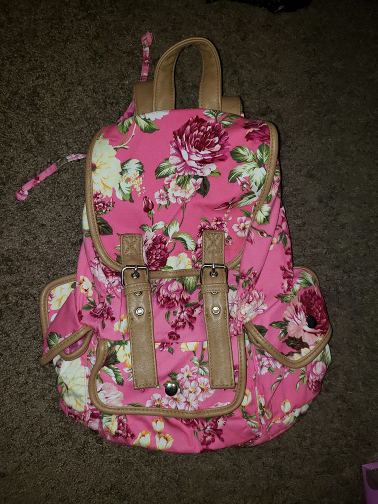 Pink floral backpack