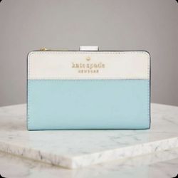 Kate Spade Staci Color-block Saffiano Medium Poolside Bifold Wallet 