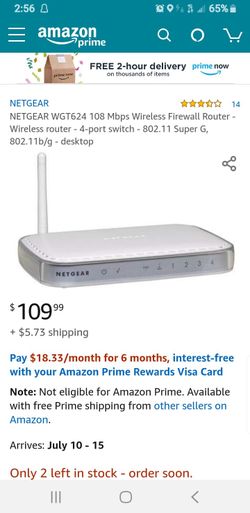 Netgear WGT624 108mbs Wireless Firewall router 4-port switch