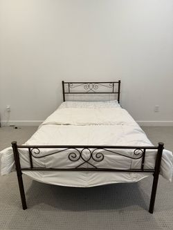 Twin Metal Bed Frame with Scroll Design