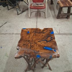 Live Wood Side, Fractured, And Epoxy Table. From All Natural Wood 