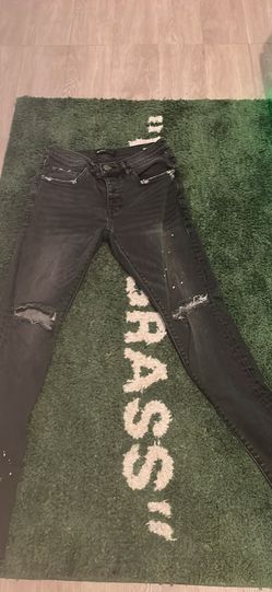 Purple jeans black with white paint splatter