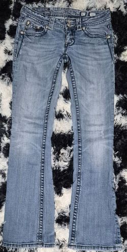Miss Me Women’s Bootcut Jeans Blue Medium Wash Embroidered Logo 5-Pocket