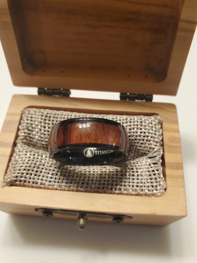 NEW Alpine Black Titanium Ring With Chestnut Wood