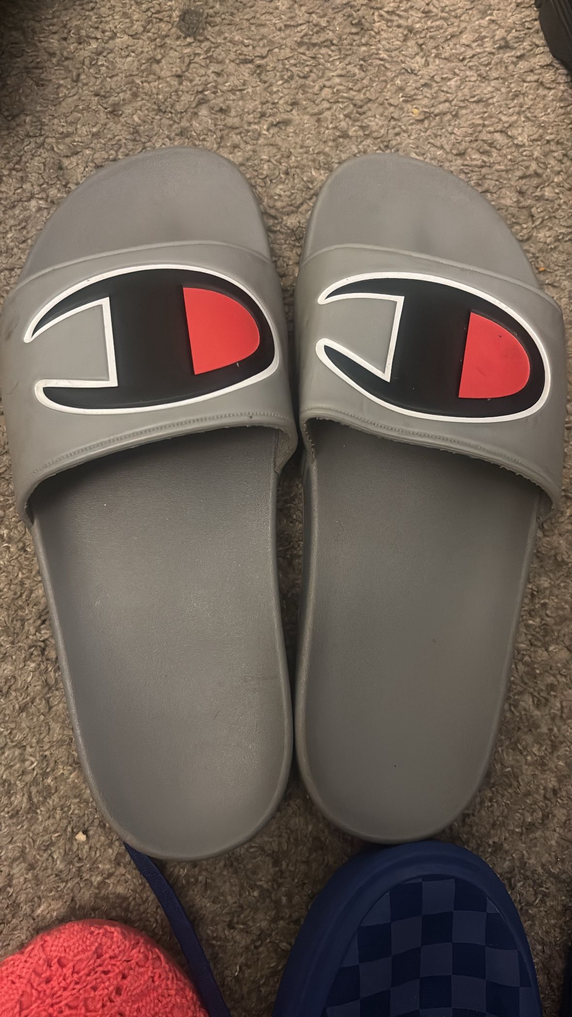 Gray Multicolored Champion Slides