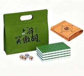 Professional Traditional Chinese Mahjong Set - 30mm 146 Tiles Green & White Melamine with Dice,Storage Case Green