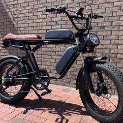 750 Watt Dual Rider/Dual Battery, Pegs, Electric Ebike, 26ah Total Amp Batteries (Removable), 80 Mile Distance(Long Seat/Dual Rider Style)