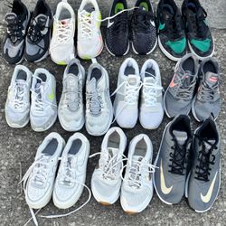 12 Pairs Of Nike Shoes Kids, Women & Men Different Sizes 
