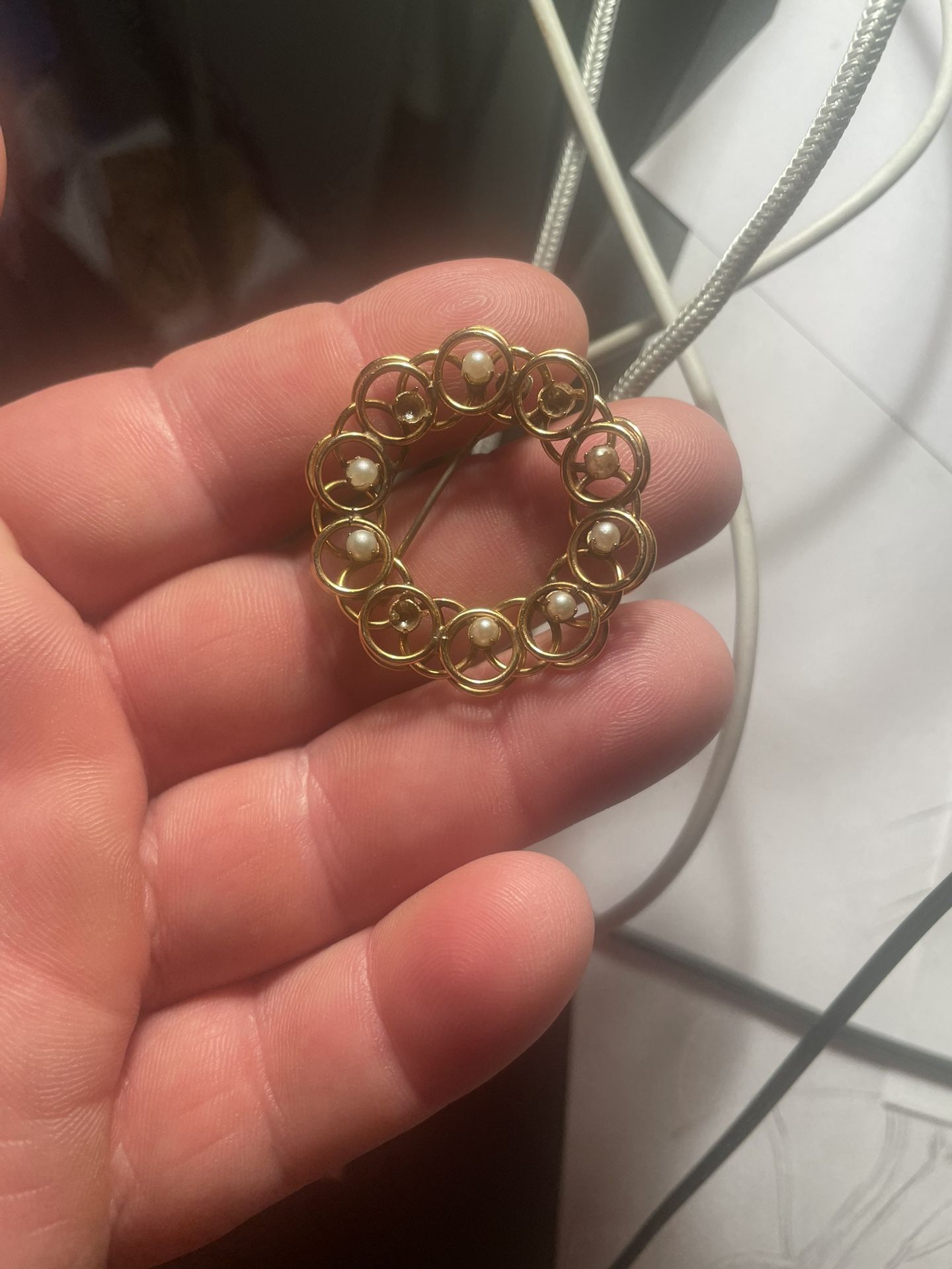Gold Halo With Pearls