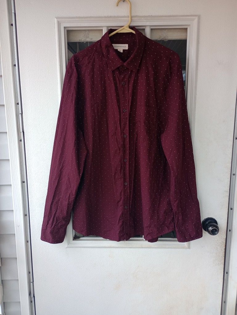 Aeropostale Shirt Adult XL Burgundy Long Sleeve Button Up Casual Mens