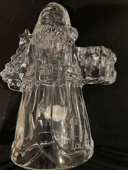 2 crystal santa candle holders