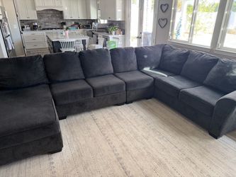 Large Dark Gray Fabric Sectional Sofa