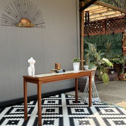 Vintage Teak Tile Console Table . 