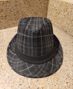 MARC ANTHONY PLAID GRAY/BLACK FEDORA HAT 