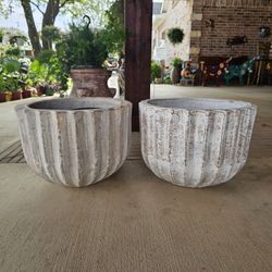 White Stripes Clay Pots . (Planters) Plants, Pottery, Talavera $85 cada una.