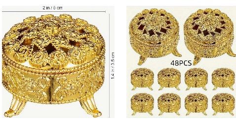 96 Elegant Golden Rose Embossed Candy Box Set