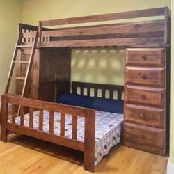 TWIN BED BUNK BED W/ DESK & STORAGE 