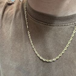 14k Solid Gold Rope Chain 20in 21g Diamond Cut