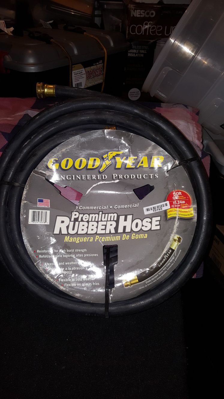 Goodyear Comercial Premium Rubberhose Crush Proof Garden Water Hose 50 ft, 5/8" Black