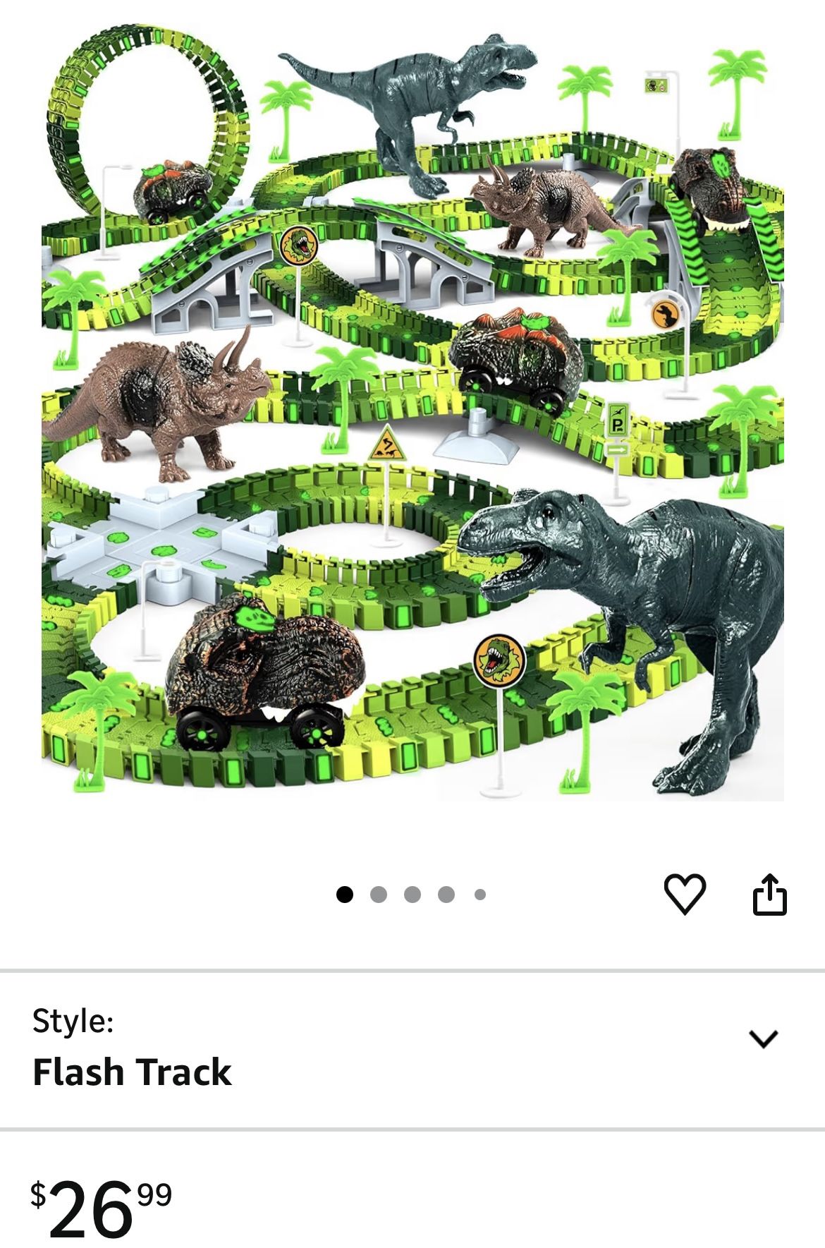 🆕 In 📦 Dinosaur Toys for Kids,144 PCS Glow in The Dark Flexible Train Track Playset,2️⃣Dinosaur Car.Best Gift ideas