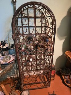 Antique Wrought Iron Wine Rack