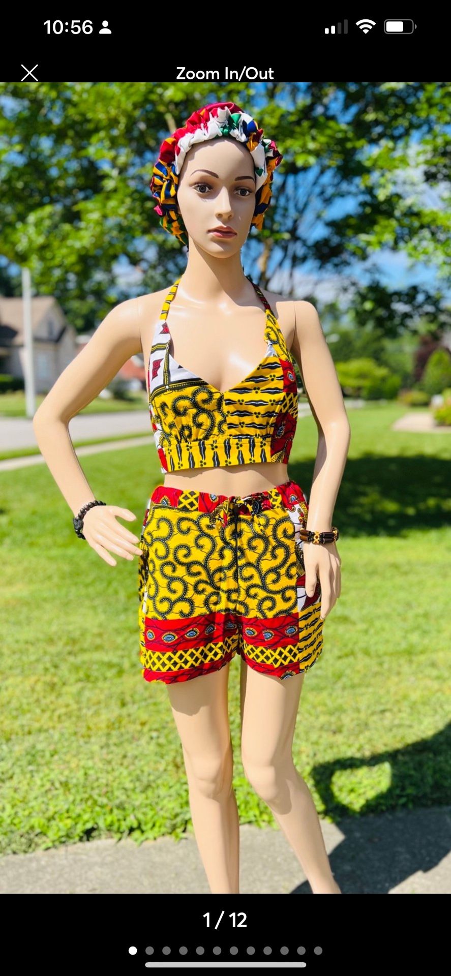 2 Piece Set/ Halter Top And Shorts Set/ African Material 