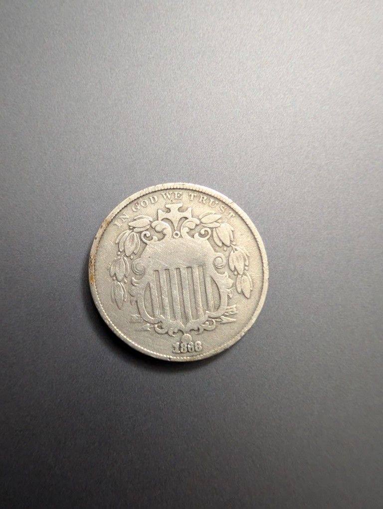 1868 Mid Grade Shield Nickel Coin