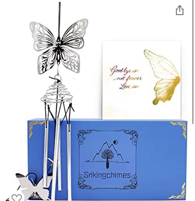 Brand new Srikingchimes Sympathy butterfly Wind Chime Memorial Windchime With Sympathy Card