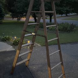 8 Foot Tall Wooden Ladder, Vintage Yet Sturdy