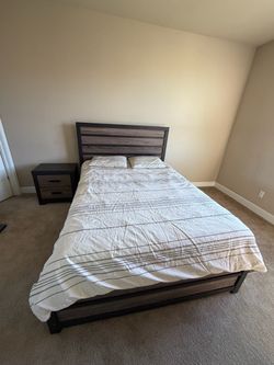 Queen Bed Frame with Nightstand Set