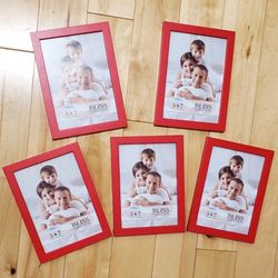 NEW Icona Bay 5 Red Table Top/Wall Mount Picture Frames Lot (5x7)