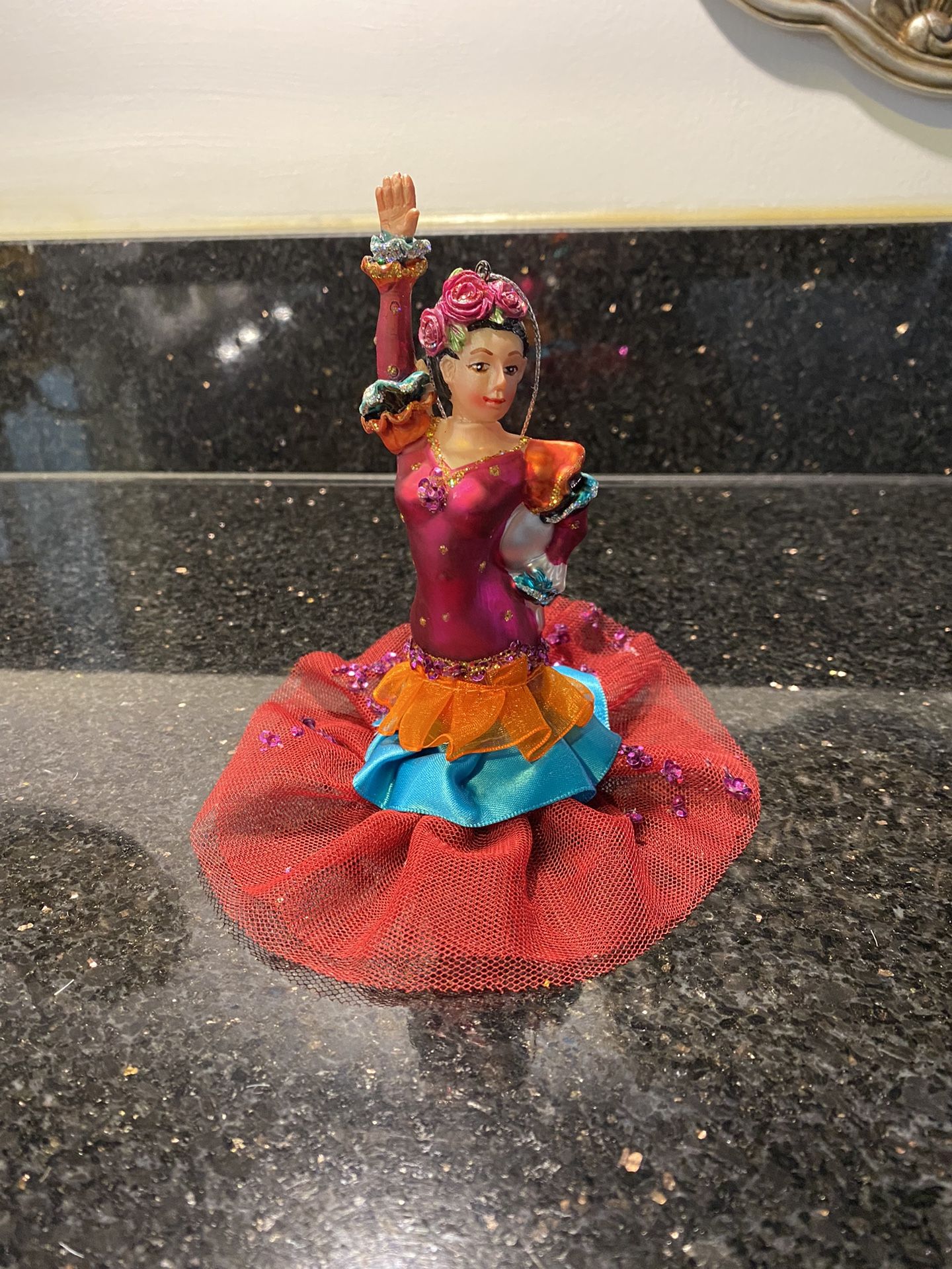 Dancer Blown Glass Christmas 7” Ornament