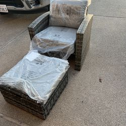 Patio Furniture Chair w/ Ottoman  u Assemble Only $75 Brand New in The Box 