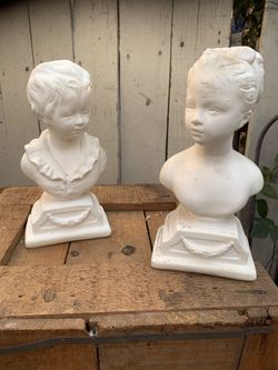 Pair plaster busts