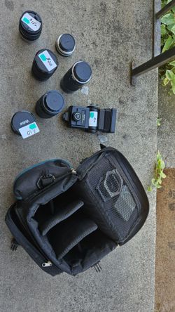 Camera Lens Bundle with Bag and Flash