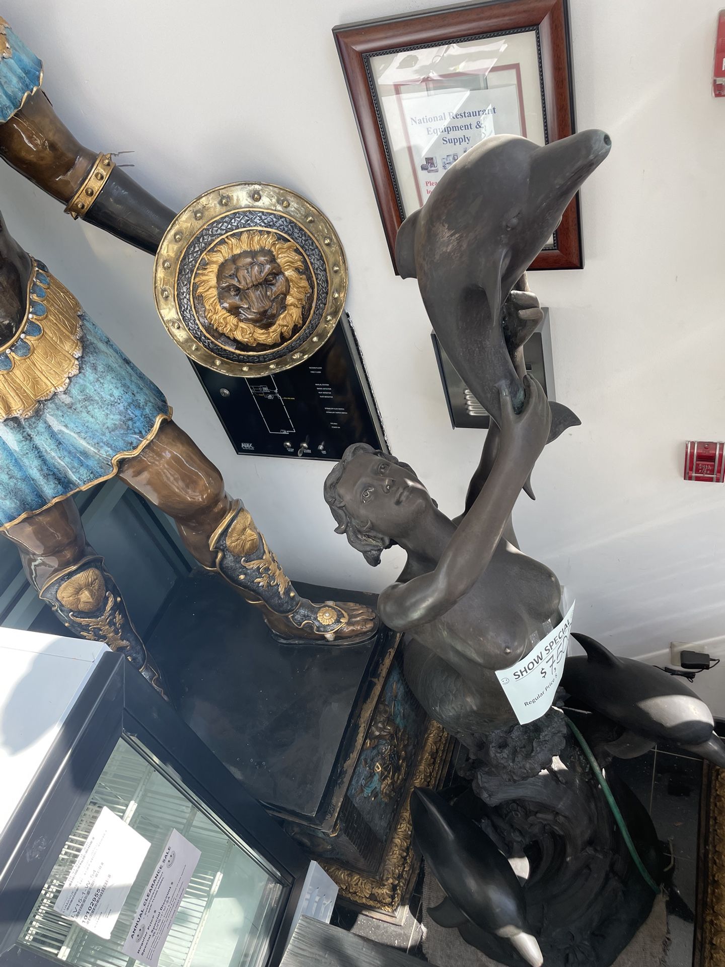 Metal Young Woman with Baby Dolphin Water Fountain