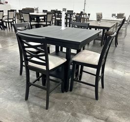 Black Counter Height Dining Table Set with 4 Chairs